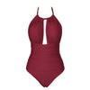 Image of CUPSHE Keep Secrets Halter One-piece Swimsuit Deep V neck Bikini Set Padded Ladies Bathing Suit Swimwear with Back Cutout