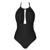 Image of CUPSHE Keep Secrets Halter One-piece Swimsuit Deep V neck Bikini Set Padded Ladies Bathing Suit Swimwear with Back Cutout