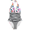 Image of CUPSHE Keeping You Accompained Stripe One-piece Swimsuit V neck Backless Halter Sexy Bikini 2020 Ladies Beach Bathing Swimwear