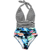 Image of CUPSHE Keeping You Accompained Stripe One-piece Swimsuit V neck Backless Halter Sexy Bikini 2020 Ladies Beach Bathing Swimwear