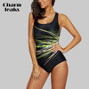 Image of Charmleaks Women One Piece Swimwear Geometry Print Swimwear Women Colorblock Swimsuit Bathing Suit Monokini Bikini