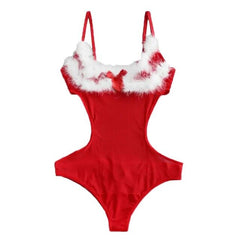 Christmas Women Sexy Exotic Lingerie Red Hot Babydolls Dress Costume Sleepwear Female Winter Bodysuits and Rompers Underwear