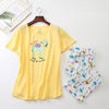 Image of Cotton Pajamas Set Short Sleeve T-shirt Long Pants 2Piece/Set Sexy Summer Pyjama Big Size Mom Home Sleepwear
