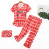 Image of Cotton Pajamas Set Short Sleeve T-shirt Long Pants 2Piece/Set Sexy Summer Pyjama Big Size Mom Home Sleepwear