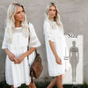 Image of Cover-ups 2020 White Cotton Tunic Beach Dress Summer Tunic For Women Beachwear Swimsuit Cover Up Beach Woman Sarong palge #Q745