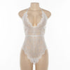 Image of Cryptographic Backless halter lace bodysuit transparent female body hot sexy teddies 2019 jumpsuits women deep V sheer bodysuits