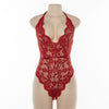 Image of Cryptographic Backless halter lace bodysuit transparent female body hot sexy teddies 2019 jumpsuits women deep V sheer bodysuits