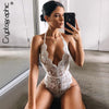 Image of Cryptographic Backless halter lace bodysuit transparent female body hot sexy teddies 2019 jumpsuits women deep V sheer bodysuits