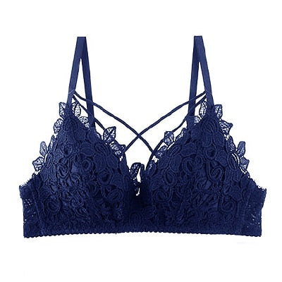 DERUILADY Lace Floral Embroidery Bralette Sexy Lingerie Comfort Seamless Adjusted Bras For Women Wireless Push Up Bra Underwear