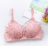 Image of DERUILADY Lace Floral Embroidery Bralette Sexy Lingerie Comfort Seamless Adjusted Bras For Women Wireless Push Up Bra Underwear