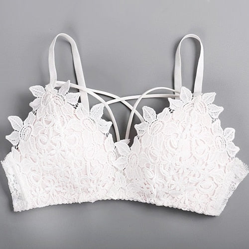 DERUILADY Lace Floral Embroidery Bralette Sexy Lingerie Comfort Seamless Adjusted Bras For Women Wireless Push Up Bra Underwear