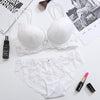 Image of DERUILADY Lace Floral Lingerie Set Push Up Bra Women Comfort Adjusted Bra And Panty Set Sexy Backless Wireless Underwear Set