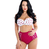 Image of Dot Print Women Plus Size Bikini Sets High Waist Large Size Swimsuit Push Up Underwired Sexy Swimwear Two Piece Swimming Suit