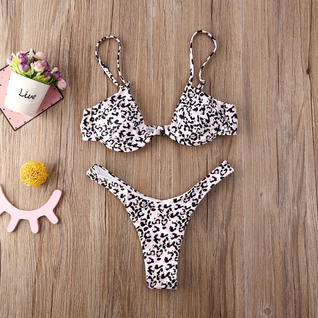 Drop Shipping Sexy Push Up Unpadded Brazilian Bikini Set Women 4 Colors Bandage Bikini Set Swimsuit Triangle Swimwear Bathing