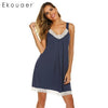 Image of Ekouaer Sexy Lace Nightgown Women Summer Sleepwear V-Neck Slip Lounge Nightdress Ladies Lingerie Homewear Night Dress