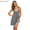 Image of Ekouaer Sexy Lace Nightgown Women Summer Sleepwear V-Neck Slip Lounge Nightdress Ladies Lingerie Homewear Night Dress