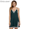 Image of Ekouaer sleep dress Sexy Satin Sleepwear Silk Nightgown Women Nightdress Sexy Lingerie Plus Size S M L XL XXL Female Nightie