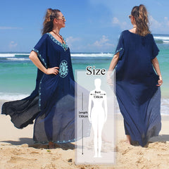 Embroidery Cotton Beach Cover up Saida de Praia Swimsuit Women Bikini cover-ups Tunics for Beach Pareo Sarong Beachwear #Q643