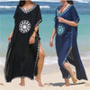 Image of Embroidery Cotton Beach Cover up Saida de Praia Swimsuit Women Bikini cover-ups Tunics for Beach Pareo Sarong Beachwear #Q643