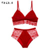 Image of Embroidery Lingerie Black Velvet Women Bra Set Lace Brassiere Sexy Underwear Set Cotton Wire Free Bra Panties Sets High Waist