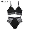Image of Embroidery Lingerie Black Velvet Women Bra Set Lace Brassiere Sexy Underwear Set Cotton Wire Free Bra Panties Sets High Waist