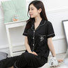 Image of Fashion Women Lovely Wear Leisure 2019 Summer Short Sleeved Women Pajamas Set Long Pant Pyjamas Sets Cotton Leisure Sleepwear