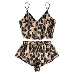 Fashion pyjamas for women Sexy Summer pajamas woman set Leopard Shorts and tops home clothes pizama damska sleepwear