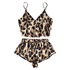 Fashion pyjamas for women Sexy Summer pajamas woman set Leopard Shorts and tops home clothes pizama damska sleepwear