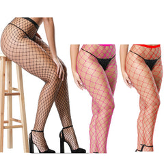 Fashion red medium grid women high waist stocking fishnet club tights panty knitting net pantyhose trouser mesh lingerie