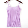 Image of Fitness Clothing  Padded Bra Tank Top Women Modal Spaghetti Solid Cami Top Vest Female With Built In