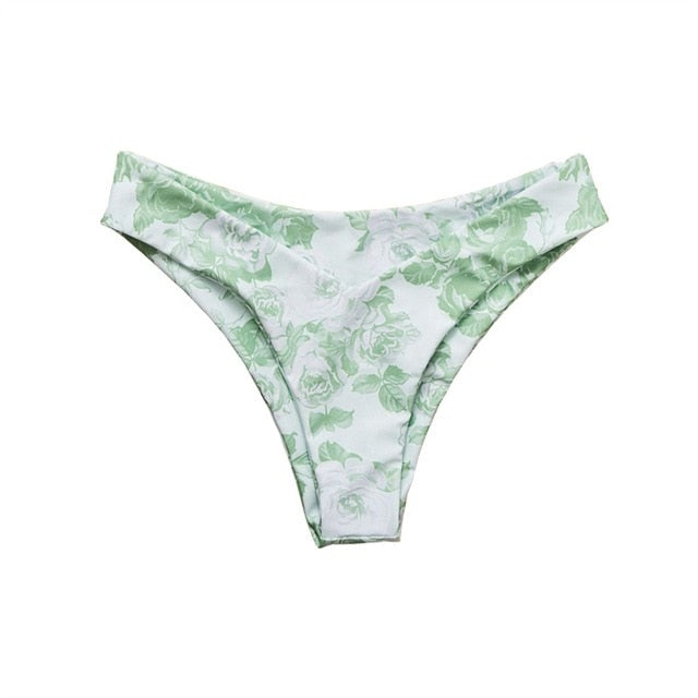 Floral Bikini Set Sexy Bandeau Swimwear Women Mixed Size Swimsuit Free Match Upper Bikini Halter Bathing Suit Beachwear Printed