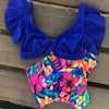 Image of Floral Ruffled Hem Bikini Set Women Flora V-neck High-waisted Two Piece Swimsuit 2018 Girl Beach Bathing Suit Swimwear Biquinis