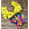 Image of Floral Ruffled Hem Bikini Set Women Flora V-neck High-waisted Two Piece Swimsuit 2018 Girl Beach Bathing Suit Swimwear Biquinis