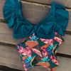 Image of Floral Ruffled Hem Bikini Set Women Flora V-neck High-waisted Two Piece Swimsuit 2018 Girl Beach Bathing Suit Swimwear Biquinis