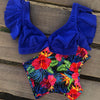 Image of Floral Ruffled Hem Bikini Set Women Flora V-neck High-waisted Two Piece Swimsuit 2018 Girl Beach Bathing Suit Swimwear Biquinis