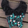 Image of Floral Ruffled Hem Bikini Set Women Flora V-neck High-waisted Two Piece Swimsuit 2018 Girl Beach Bathing Suit Swimwear Biquinis