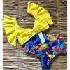 Image of Floral Ruffled Hem Bikini Set Women Flora V-neck High-waisted Two Piece Swimsuit 2018 Girl Beach Bathing Suit Swimwear Biquinis