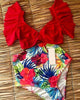 Image of Floral Ruffled Hem Bikini Set Women Flora V-neck High-waisted Two Piece Swimsuit 2018 Girl Beach Bathing Suit Swimwear Biquinis
