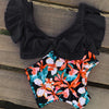 Image of Floral Ruffled Hem Bikini Set Women Flora V-neck High-waisted Two Piece Swimsuit 2018 Girl Beach Bathing Suit Swimwear Biquinis