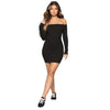Image of Front Drawstring Sexy Bandage Dresses Women White Slash Neck Long Sleeve Club Party Dress Autumn Winter Off Shoulder Maxi Dress