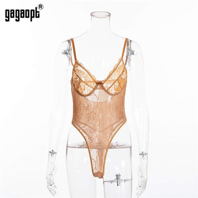 Gagaopt 2019 Spring 16 Colors Lace Bodysuit Women Floral Embroidery Bow Tie Hollow Out Sexy Bodysuit Jumpsuit Overalls Party