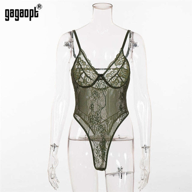 Gagaopt 2019 Spring 16 Colors Lace Bodysuit Women Floral Embroidery Bow Tie Hollow Out Sexy Bodysuit Jumpsuit Overalls Party