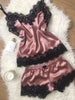 Image of HOT Womens Silk Satin Robe Kimono Robe Short Bathrobe Sexy Lingerie Sleepwear Summer sling silky comfortable pajamas sleep pants