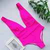 Image of Halter neon bikini deep v-neck bathing suit women monokini String sexy swimsuit one piece bodysuits High cut swimwear women 2020