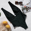 Image of Halter neon bikini deep v-neck bathing suit women monokini String sexy swimsuit one piece bodysuits High cut swimwear women 2020