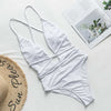 Image of Halter neon bikini deep v-neck bathing suit women monokini String sexy swimsuit one piece bodysuits High cut swimwear women 2020
