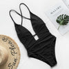 Image of Halter neon bikini deep v-neck bathing suit women monokini String sexy swimsuit one piece bodysuits High cut swimwear women 2020