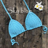 Image of Handmade Crochet Women Bikini Top Boho Beach Bralette Halter Knitted Swimsuit Brazilian Bikinis Bathing Suit Top