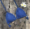 Image of Handmade Crochet Women Bikini Top Boho Beach Bralette Halter Knitted Swimsuit Brazilian Bikinis Bathing Suit Top