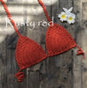 Image of Handmade Crochet Women Bikini Top Boho Beach Bralette Halter Knitted Swimsuit Brazilian Bikinis Bathing Suit Top